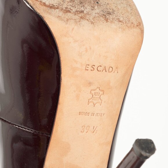 Escada Burgundy Patent-Leather Pointed-Toe Platform Pumps - Picture 5 of 8